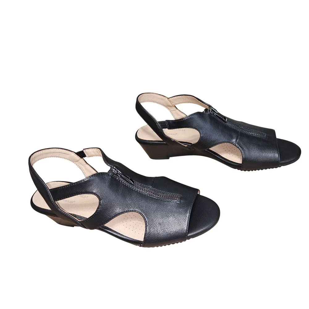 A2 by Aerosoles‎ Black Wedge Sandals Women 8